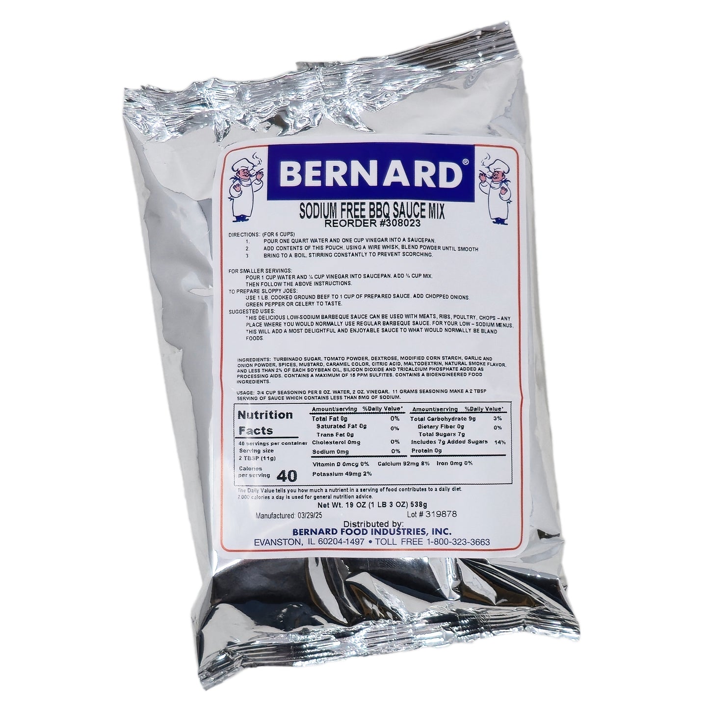 Bernard Sodium Free Barbecue Sauce Mix-19 oz.