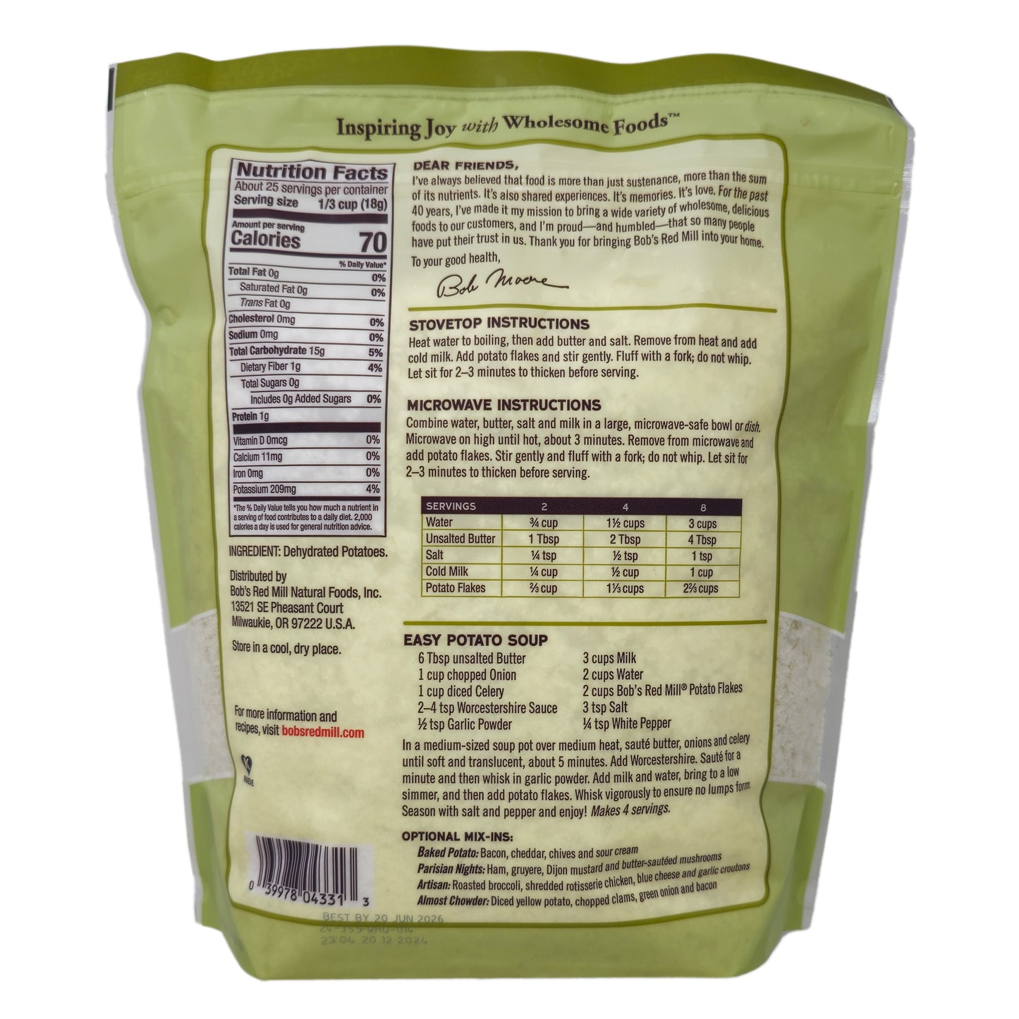 Bob's Red Mill Sodium Free Potato Flakes - 16oz.