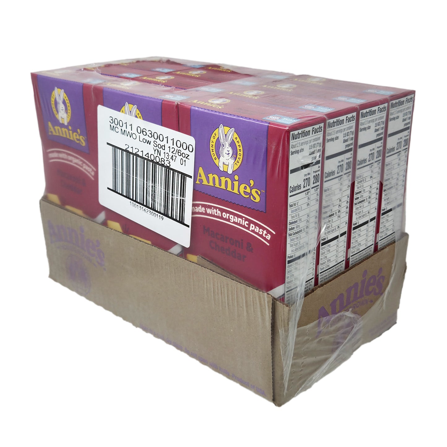 Case of 12 Annie's 25% Less Sodium Macaroni & Cheddar 6oz