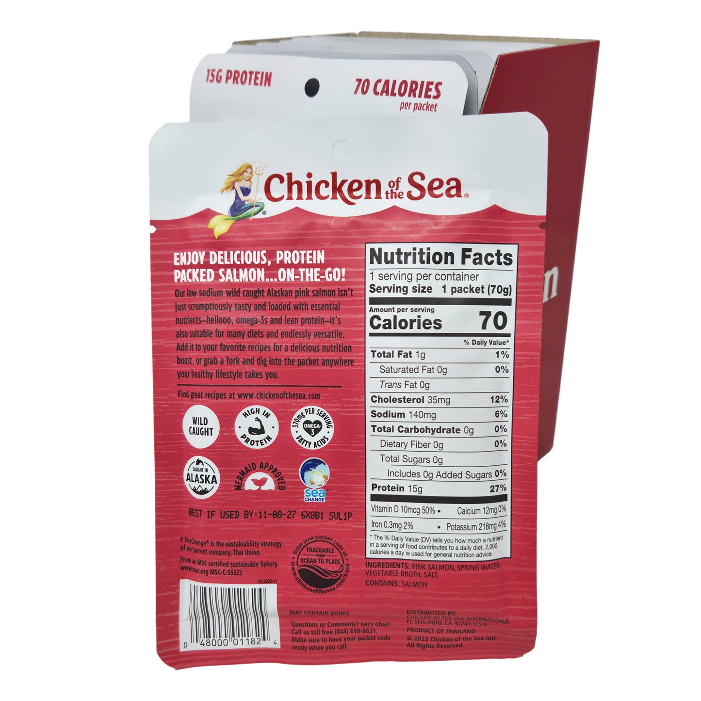Case of 12 Chicken Of The Sea Low Sodium Wild Alaskan Pink Salmon Pouch