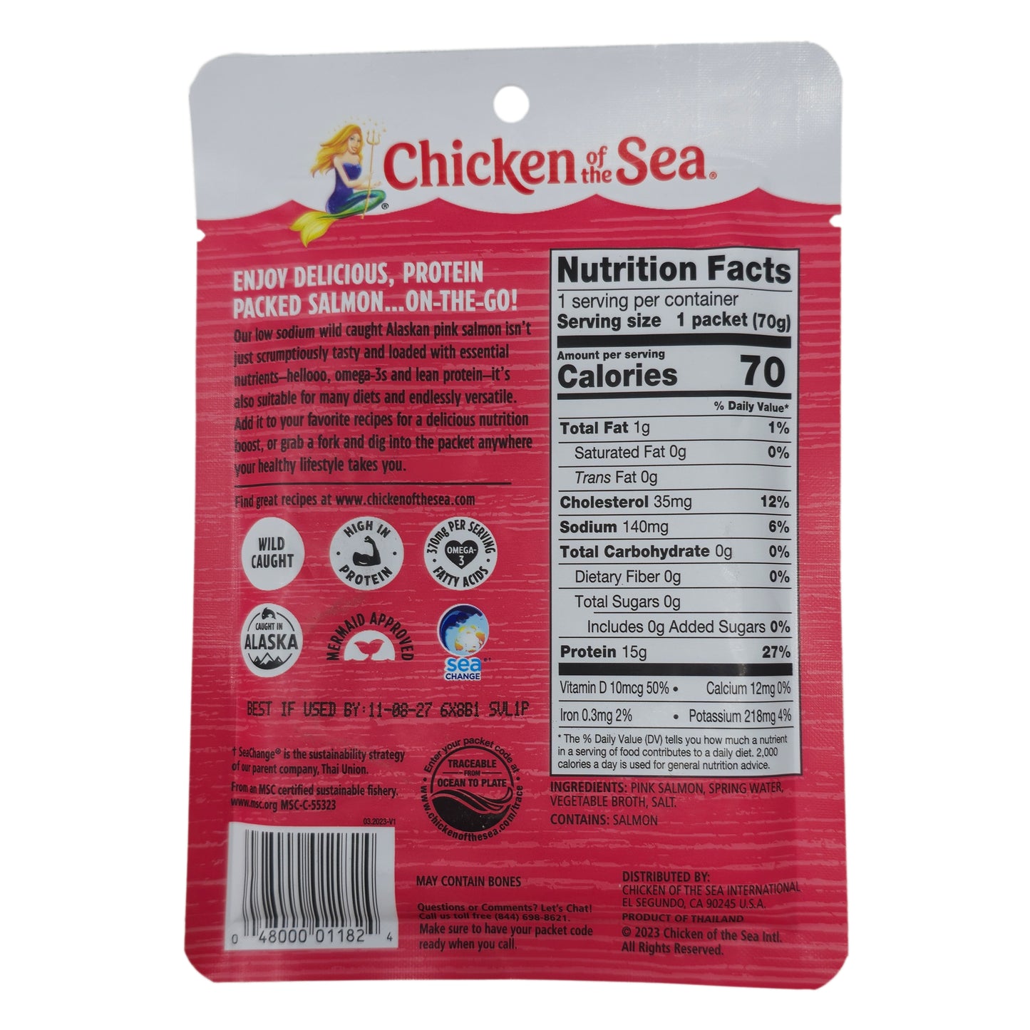 Chicken of the Sea Low Sodium Wild Alaskan Pink Salmon Pouch - 2.5oz.