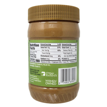 Crazy Richard's No Stir No Salt, No Sugar Added Creamy Peanut Butter Spread - 16oz