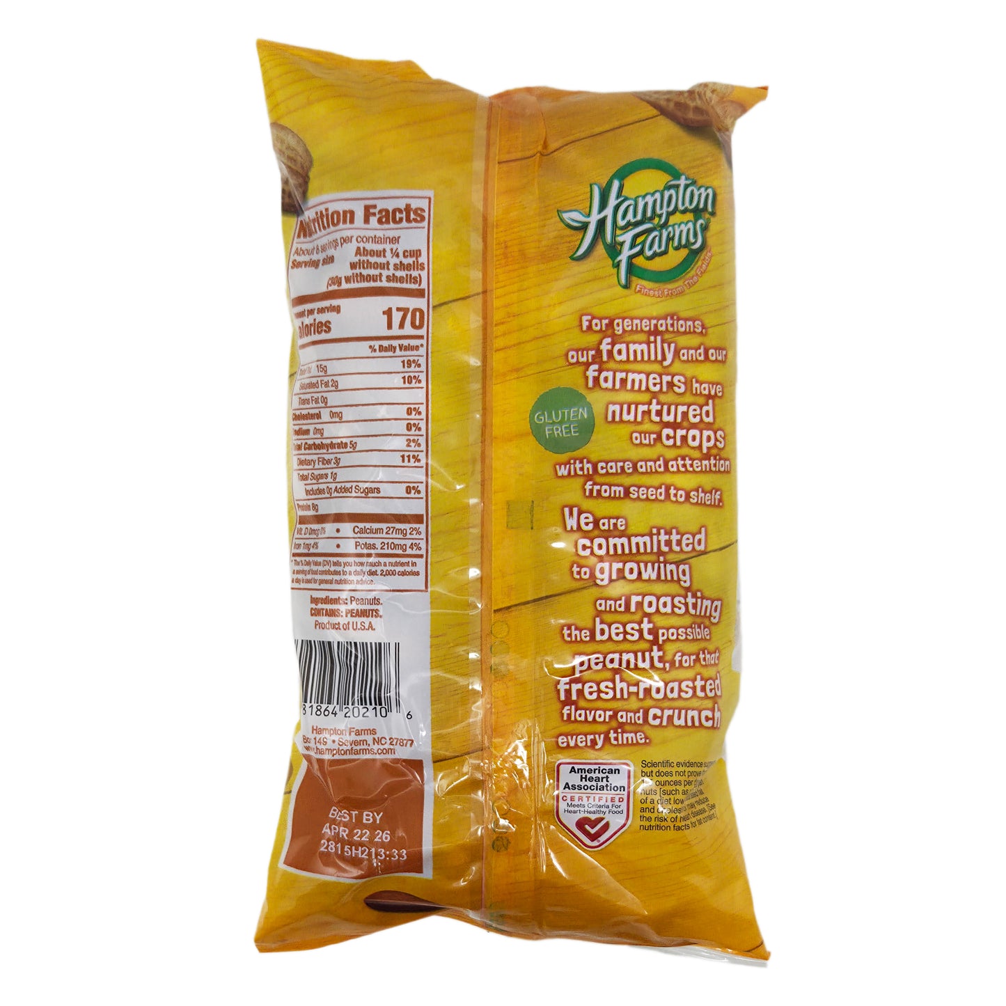 Hampton Farms Unsalted Roasted Peanuts - 10oz.