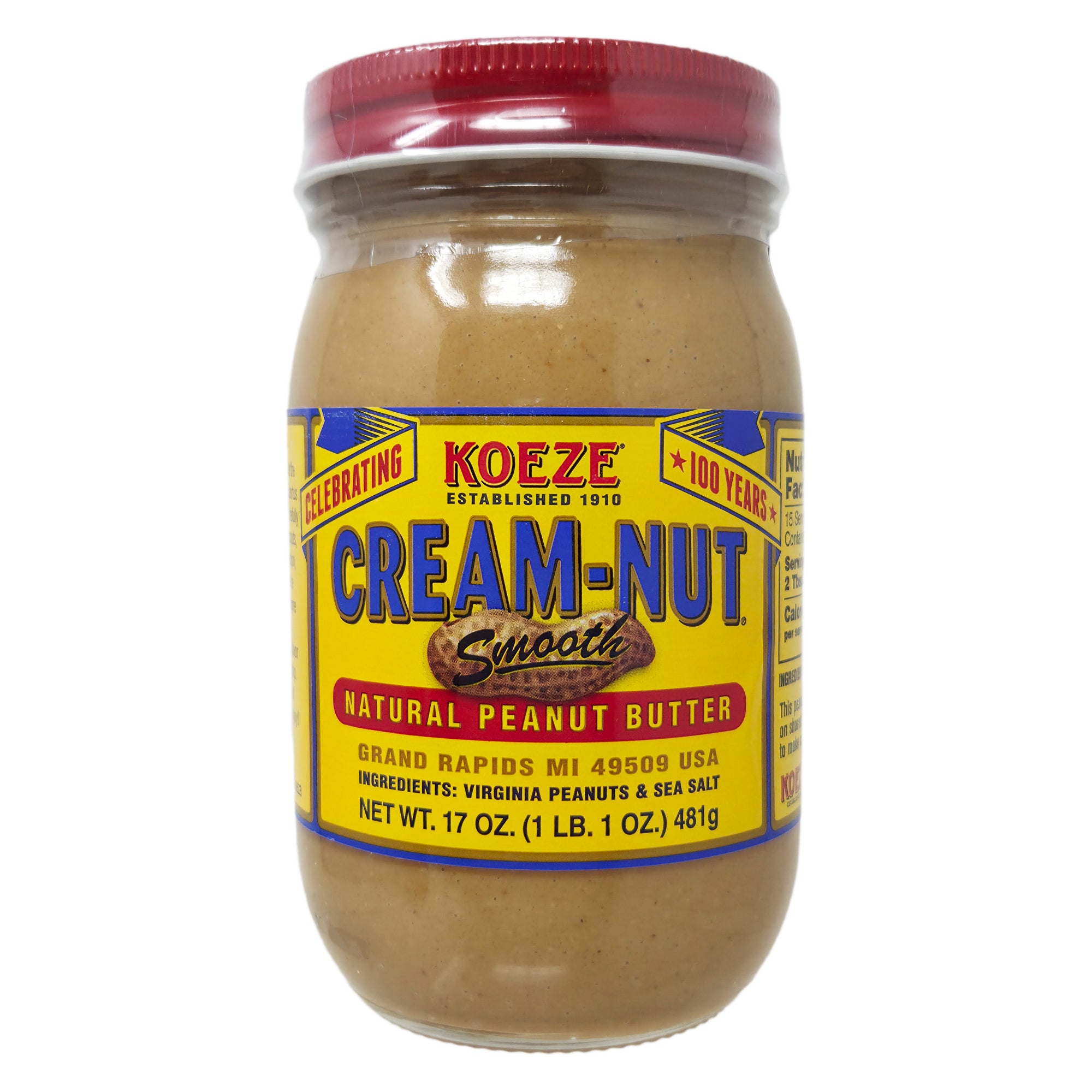 Koeze Cream-Nut Smooth Natural Peanut Butter - 17oz