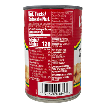 La Preferida Low Sodium Chick Peas - 15oz.