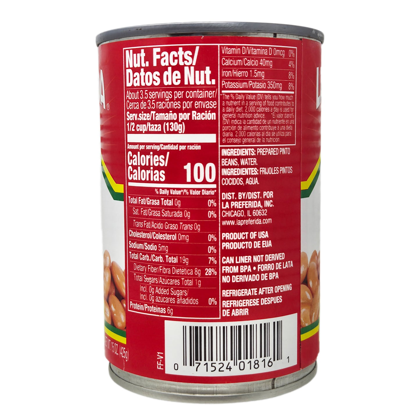 La Preferida Low Sodium Pinto Beans - 15oz.
