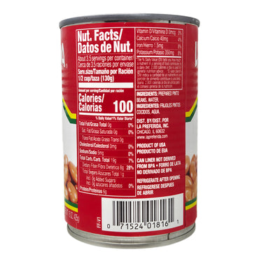 La Preferida Low Sodium Pinto Beans - 15oz.