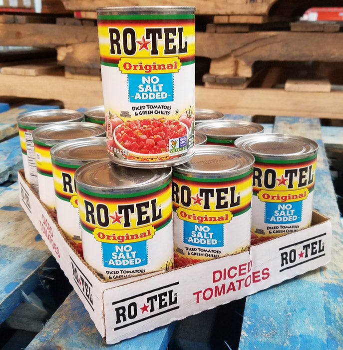 CASE OF 12 - Ro-Tel No Salt Added Diced Tomatoes & Green Chilies - 10 oz.