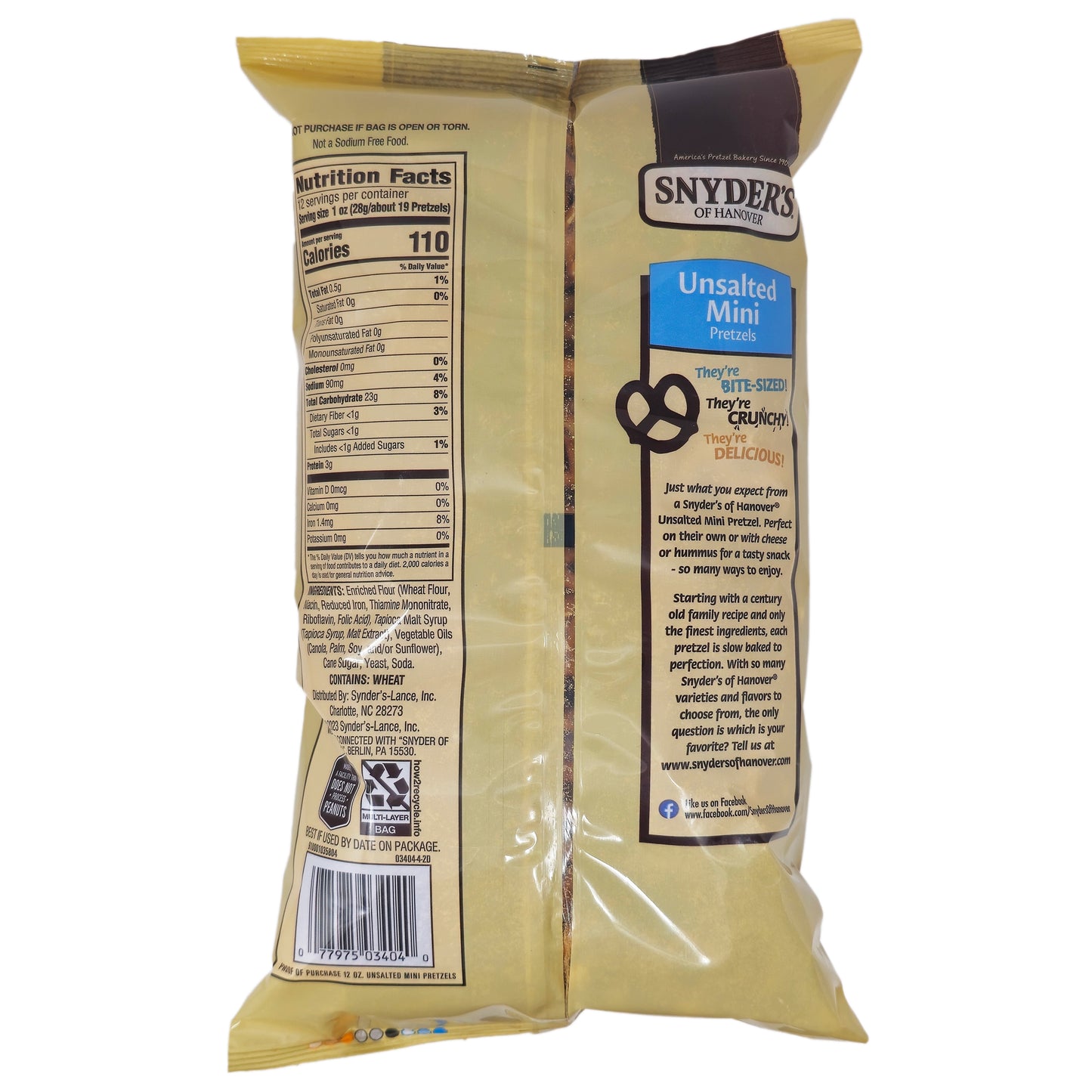 Snyder's Unsalted Mini Pretzels - 12oz