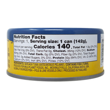 Wild Planet No Salt Added Skipjack Tuna - 5oz.