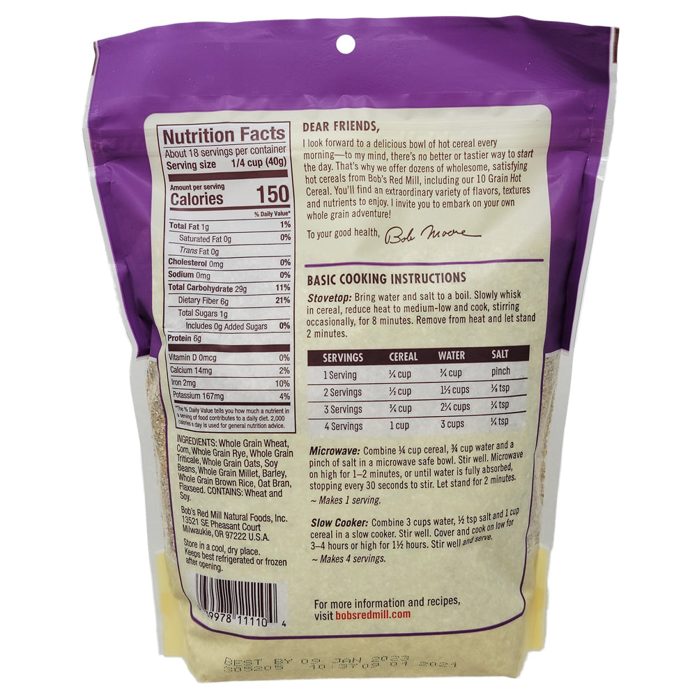 Bobs Red Mill 10 Grain Hot Cereal-25 oz