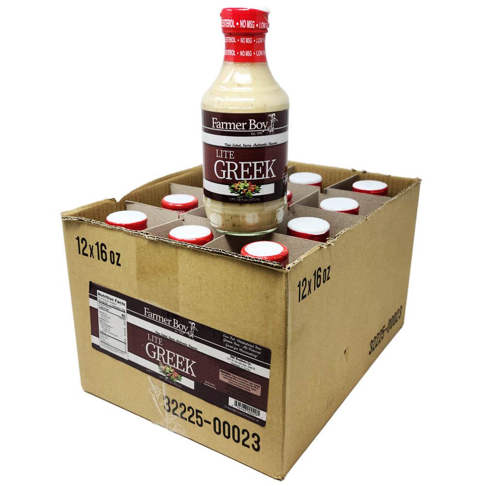 Case of 12 Bottles Farmer Boy Restaurant Lite Greek Dressing