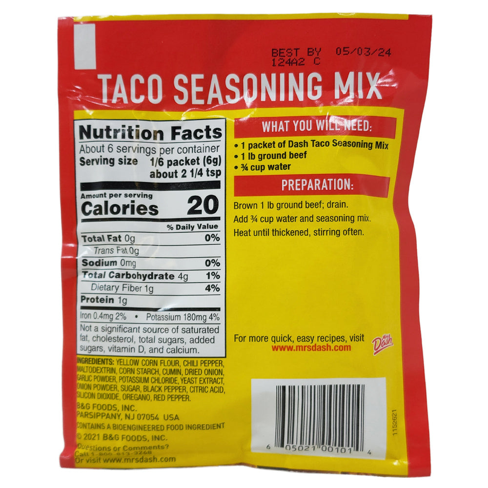Dash Salt-Free Taco Seasoning Mix- 1.25oz.
