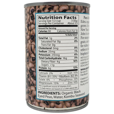 Eden No Salt Added Black Eyed Peas-15 oz.