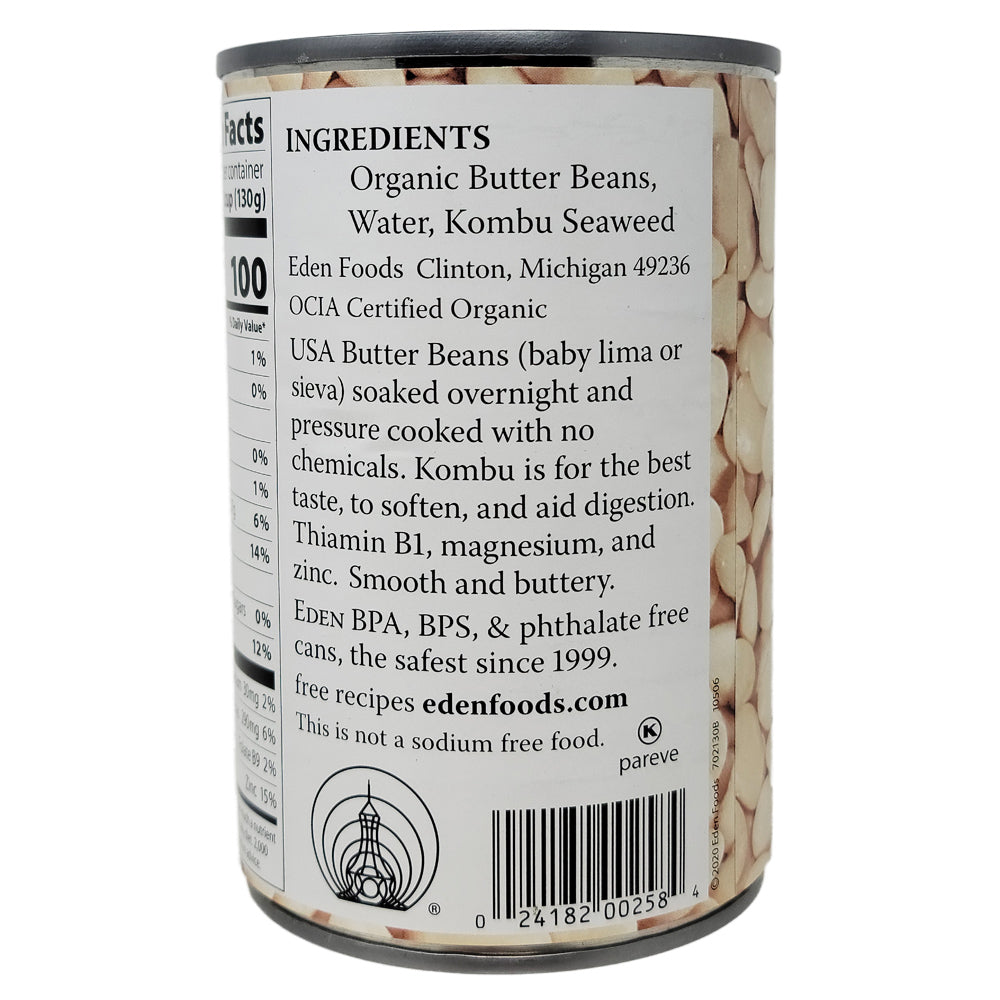 Eden No Salt Added Butter Beans-15 oz.