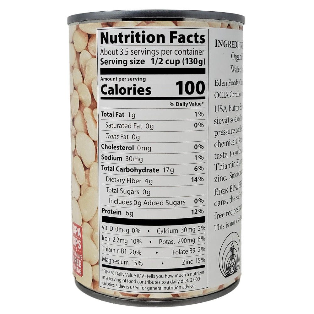 Eden No Salt Added Butter Beans-15 oz.