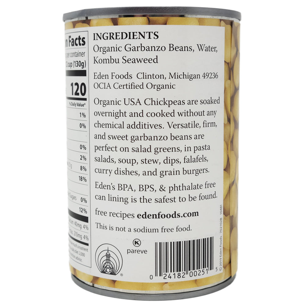 Eden No Salt Added Garbanzo Beans-15 oz.