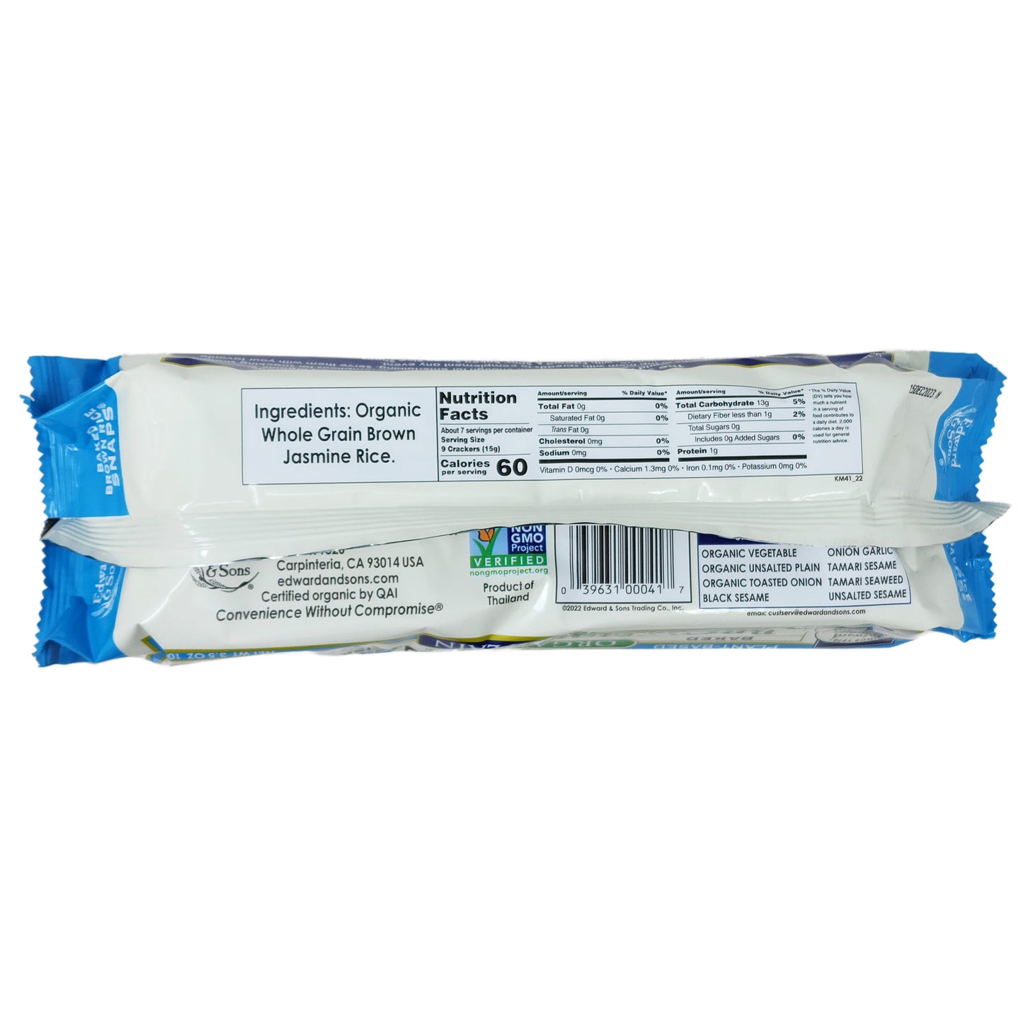 Edward and Sons Brown Rice Snaps Unsalted Plain-3.5 oz.
