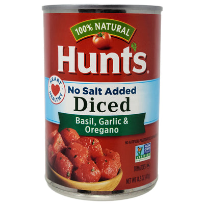 Hunt's No Salt Added Diced Tomatoes Basil, Garlic & Oregano - 14.5 oz