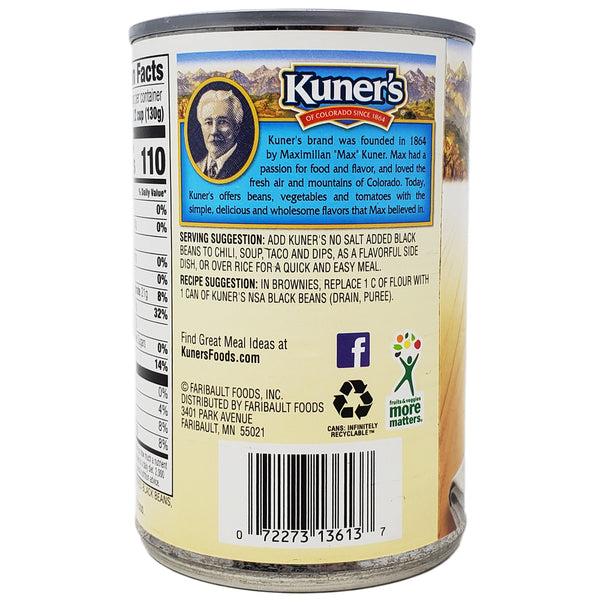 Kuner's Black Beans No Salt Added15 oz. Healthy Heart Market