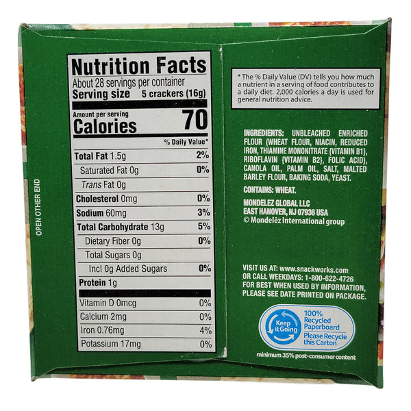 Nabisco Unsalted Tops Premium Saltine Crackers 1lb Healthy Heart Market