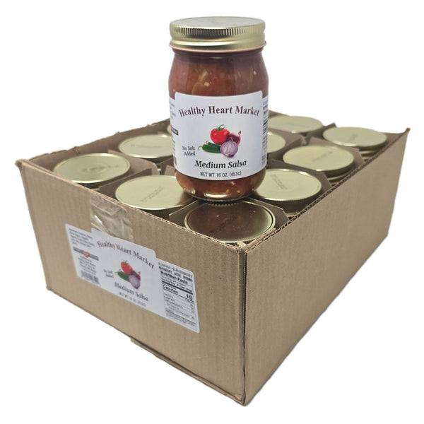 Case of 12 Healthy Heart Market No Salt Added Medium Salsa 16oz.