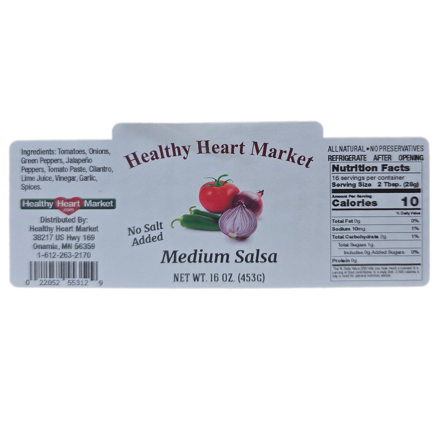 Case of 12 Healthy Heart Market No Salt Added Medium Salsa - 16oz.