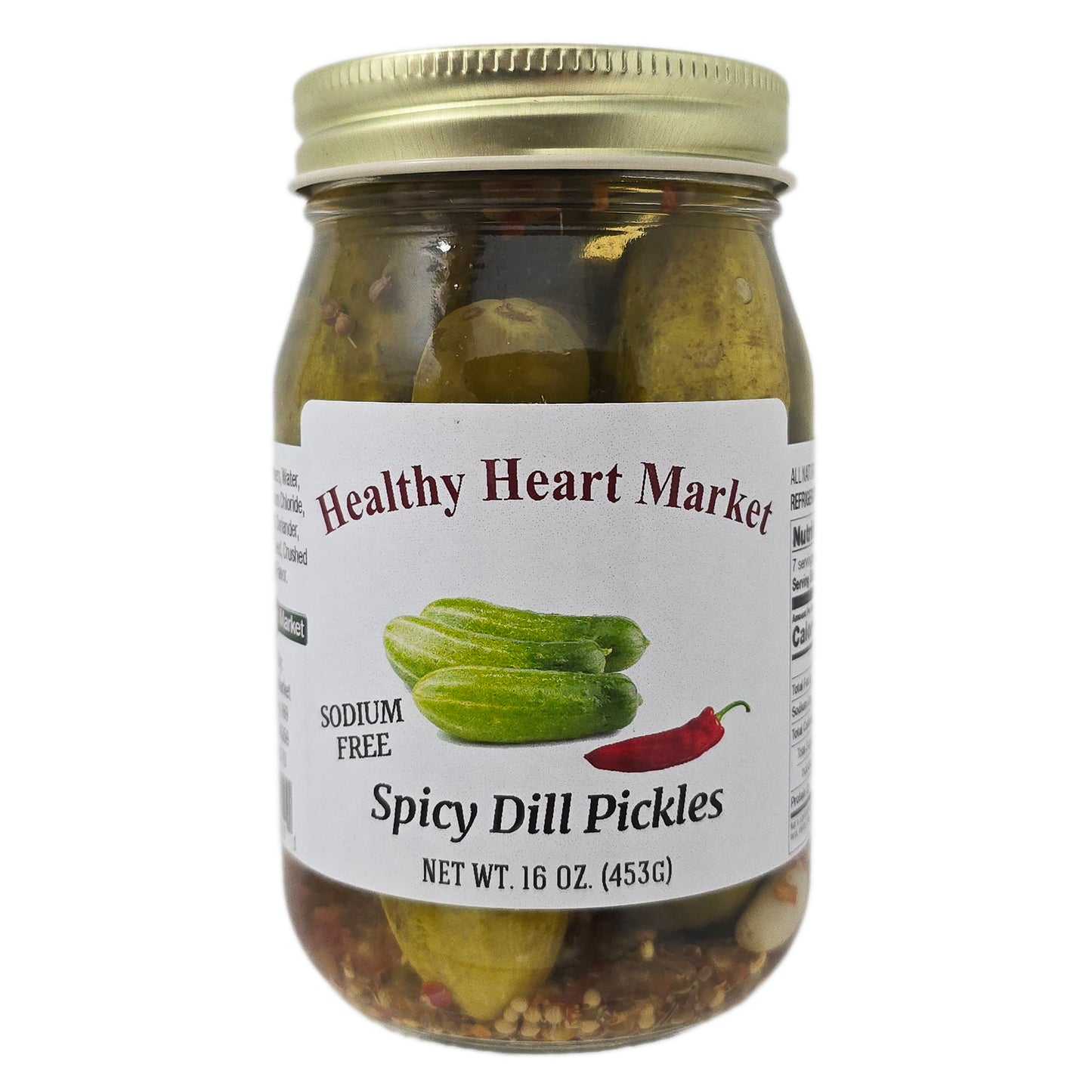 Healthy Heart Market Sodium Free Spicy Dill Pickles- 16oz.