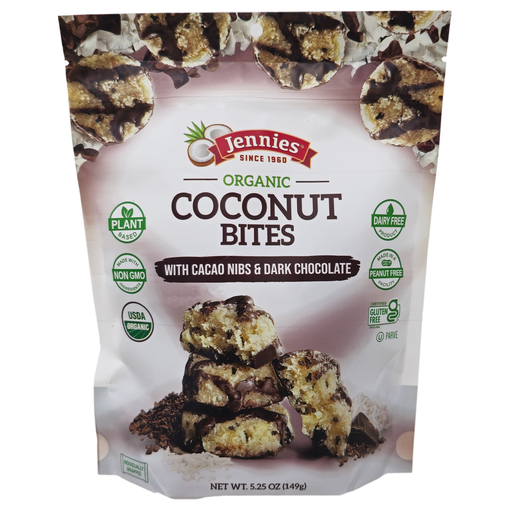 Jennies Organic Coconut Bites with Cacao Nibs & Dark Chocolate - 5.25o ...