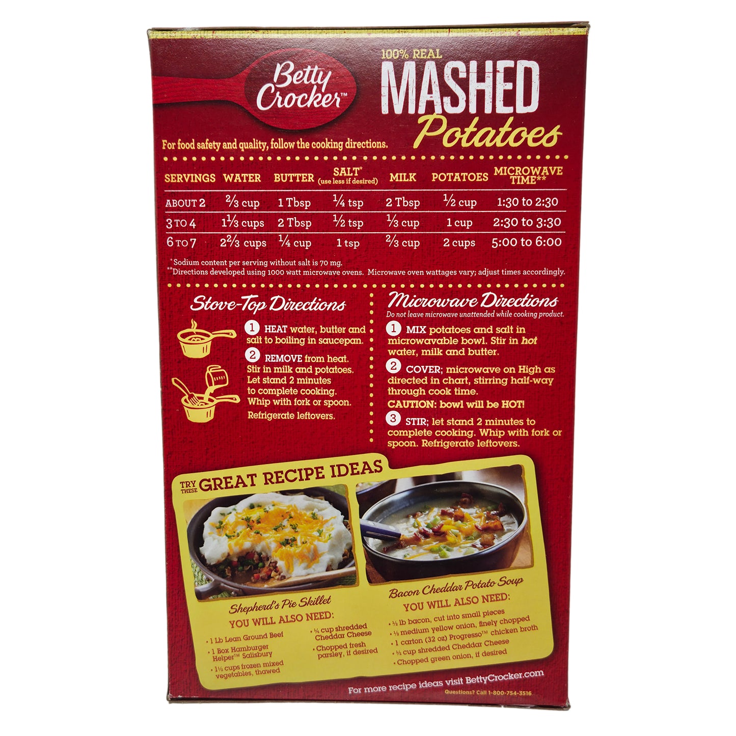Betty Crocker 100% Real Mashed Potatoes - 13.75oz.