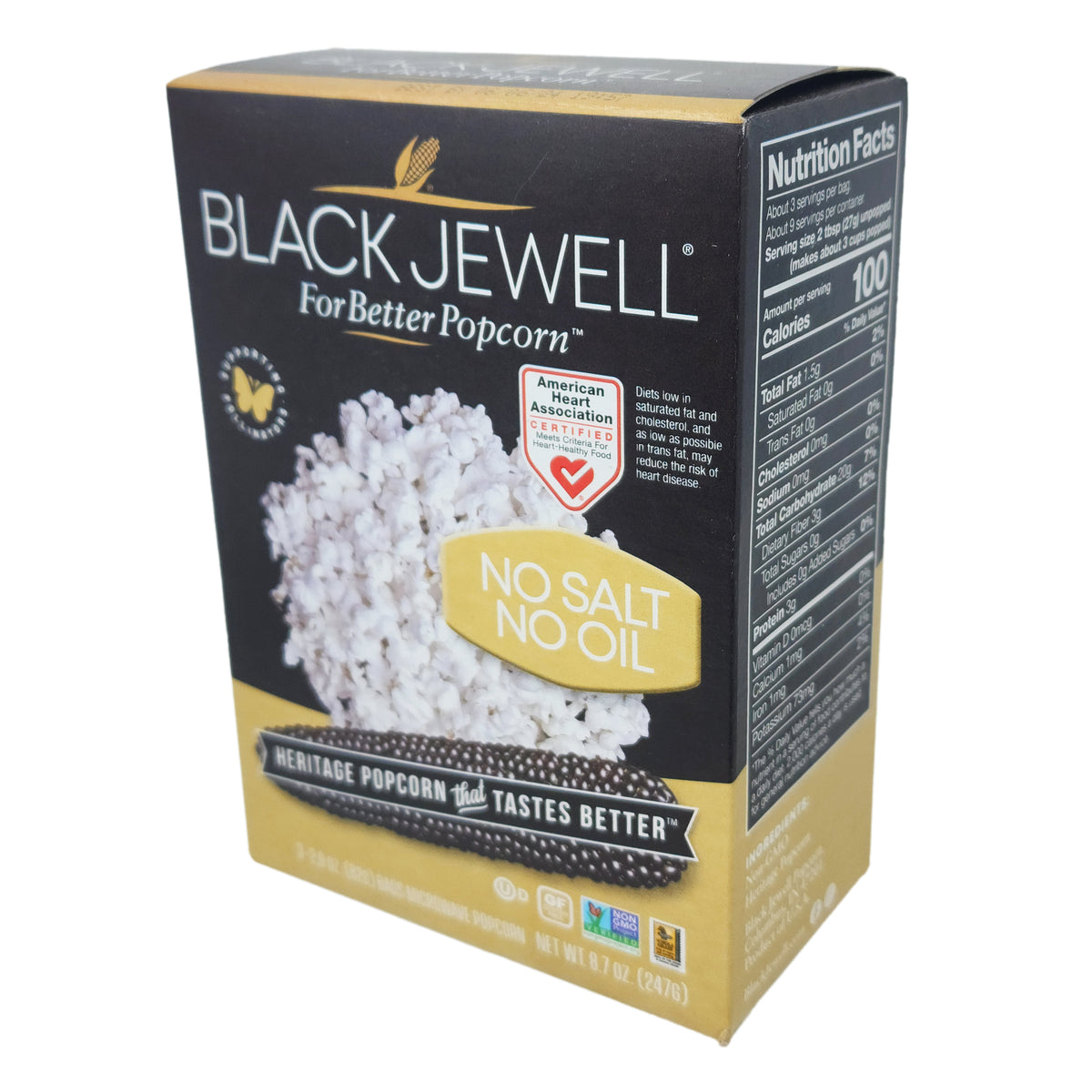 3 Pack Black Jewell Popcorn No Salt Added Healthy Heart Market