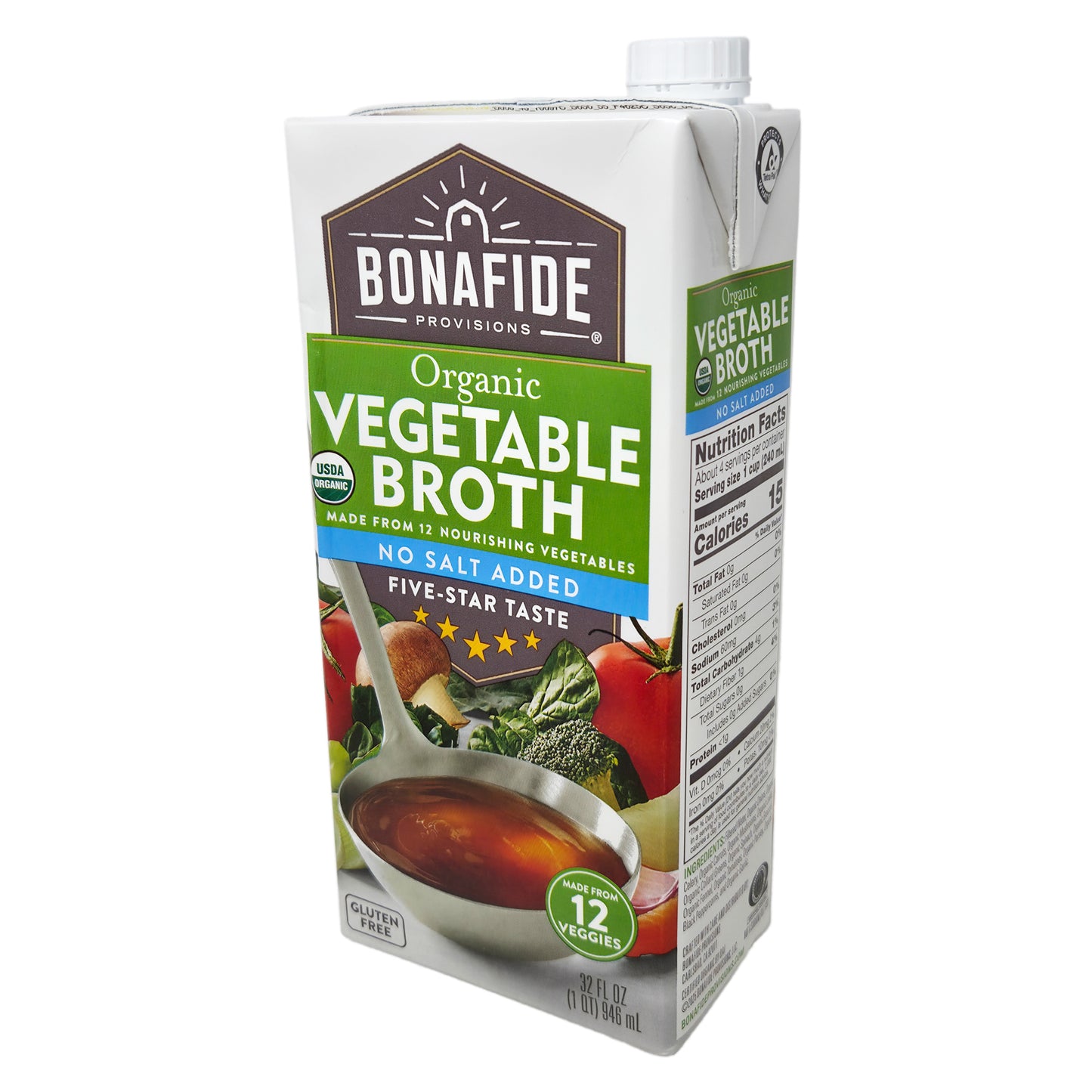 Bonafide Provisions Organic No Salt Added Vegetable Broth - 32oz