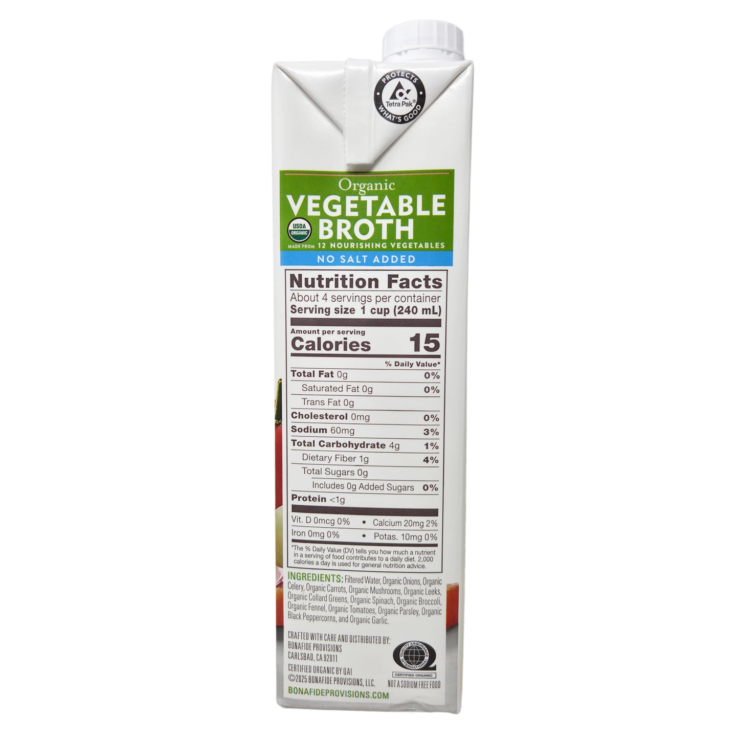 Bonafide Provisions Organic No Salt Added Vegetable Broth - 32oz