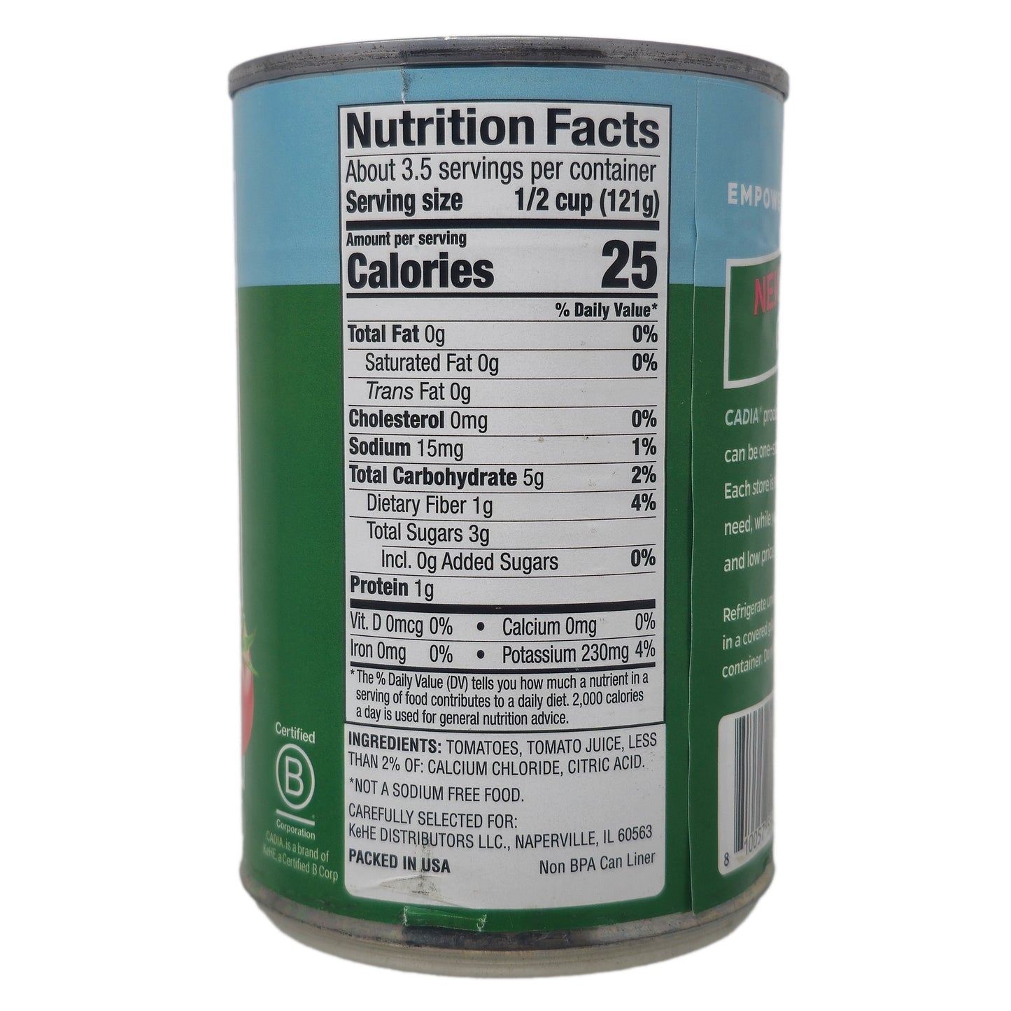 Cadia No Salt Added Diced Tomatoes - 14.5oz.