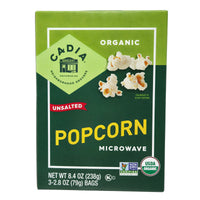 3 Pack Cadia Organic Unsalted Microwave Popcorn - 8.4oz - Healthy Heart Market
