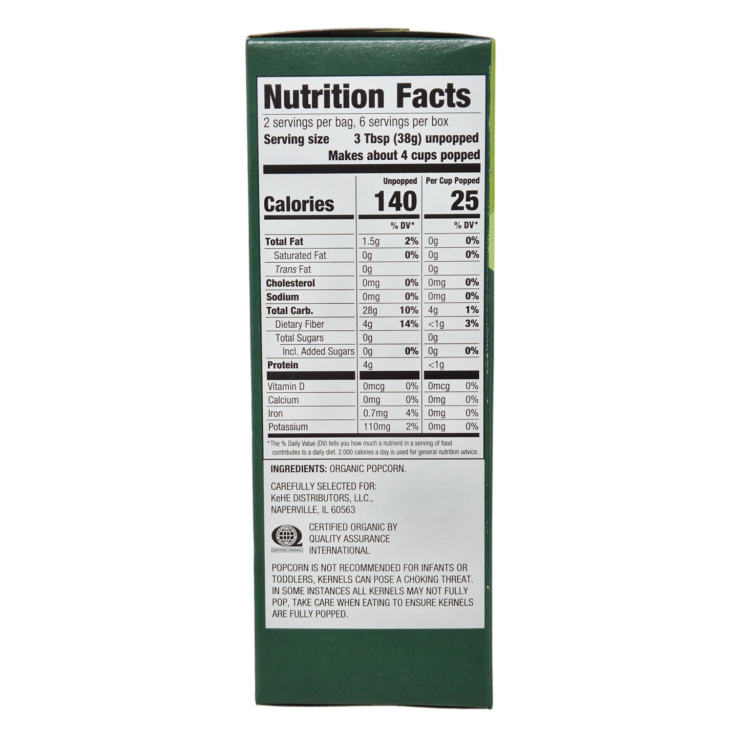 3 Pack Cadia Organic Unsalted Microwave Popcorn - 8.4oz - Healthy Heart Market