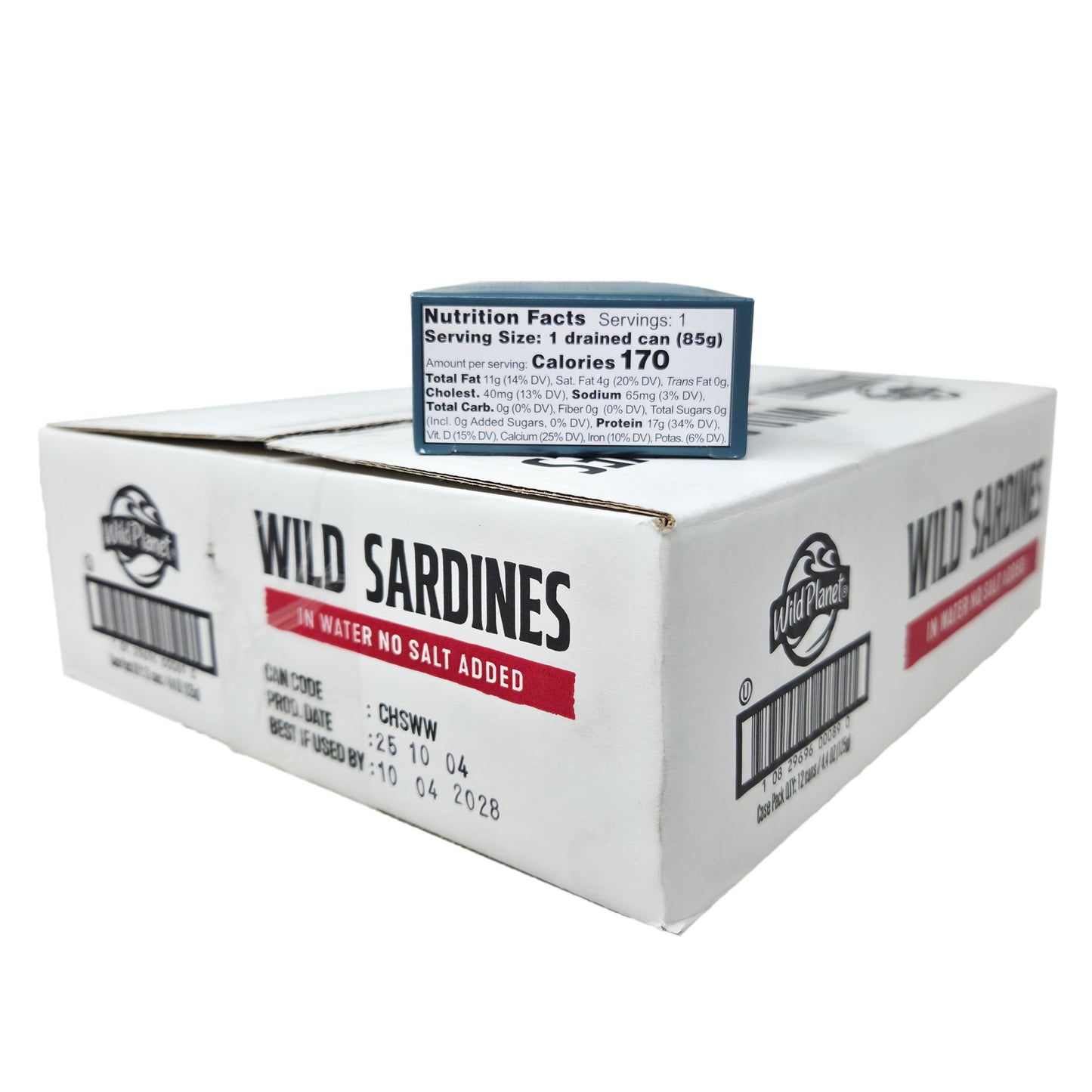 Case of 12 Wild Planet No Salt Added Sardines In Water 4.4oz