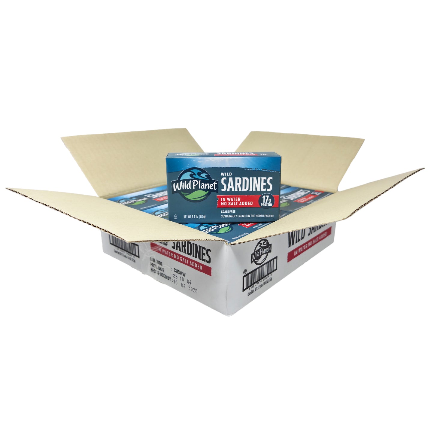Case of 12 Wild Planet No Salt Added Sardines In Water 4.4oz
