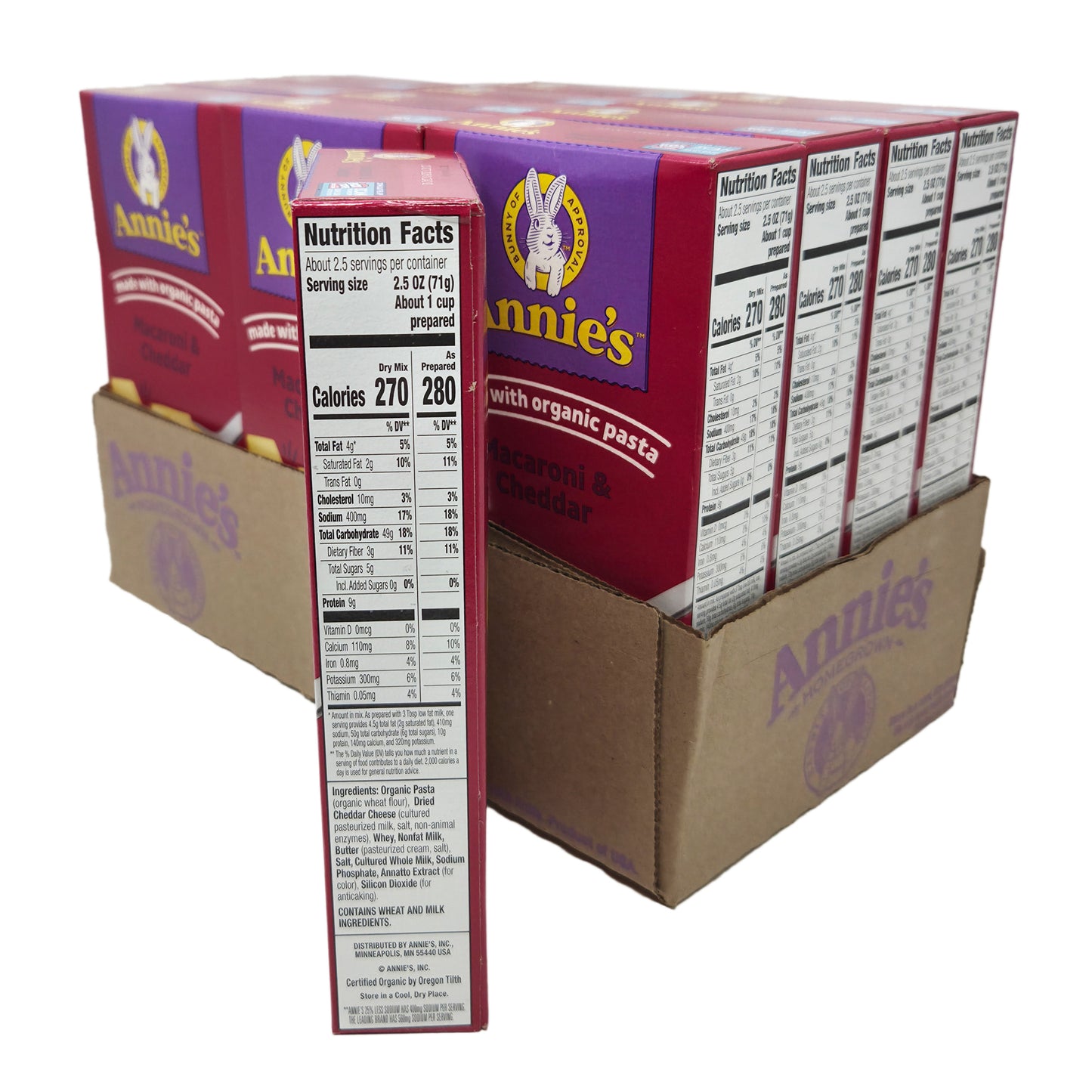 Case of 12 Annie's 25% Less Sodium Macaroni & Cheddar 6oz
