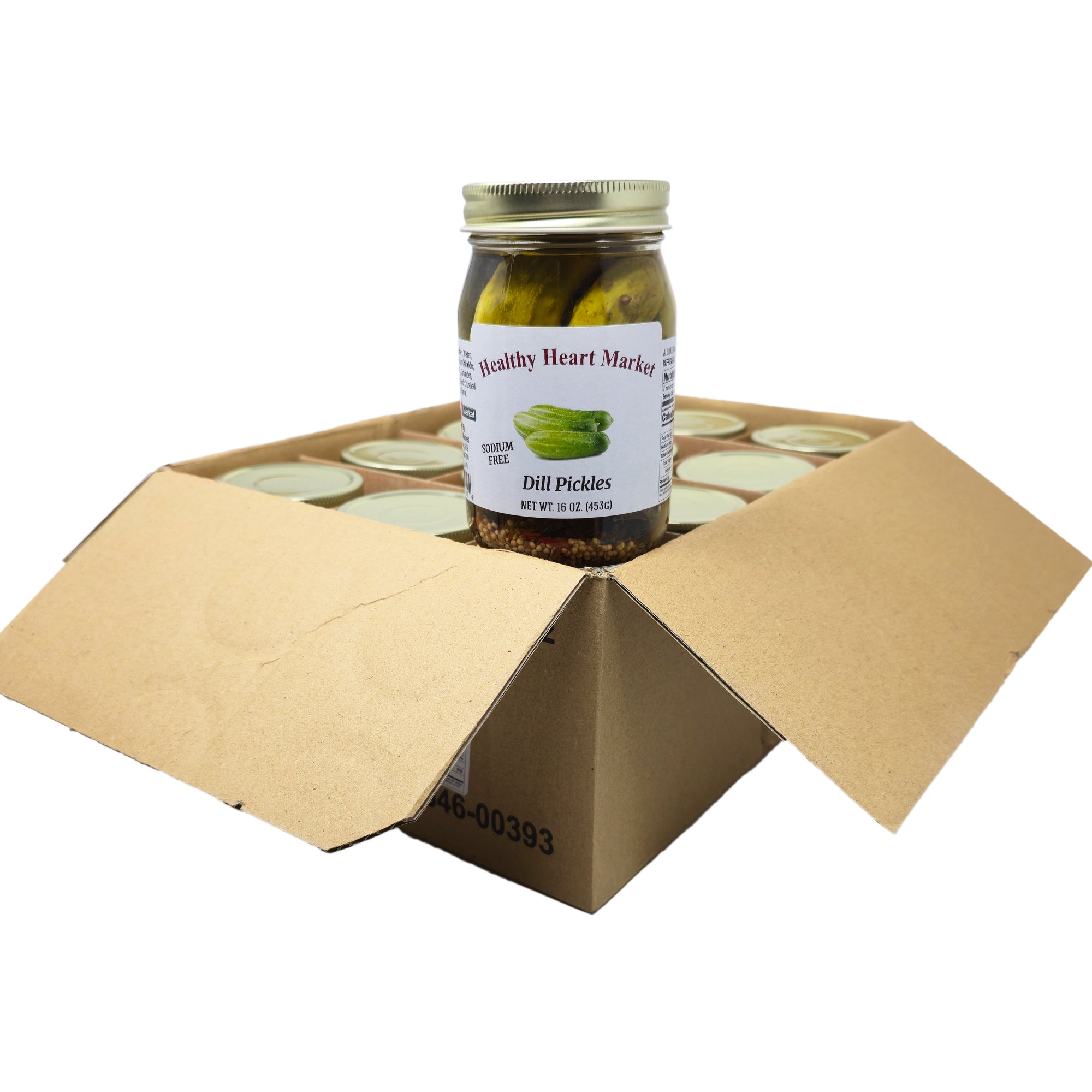 Case of 12 Healthy Heart Market Sodium Free Dill Pickles- 16oz.