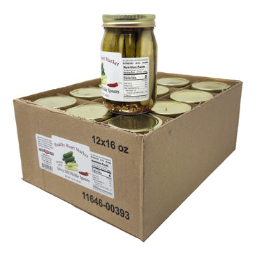 Case of 12 Healthy Heart Market Sodium Free Spicy Dill Pickle Spears - 16oz - Healthy Heart Market