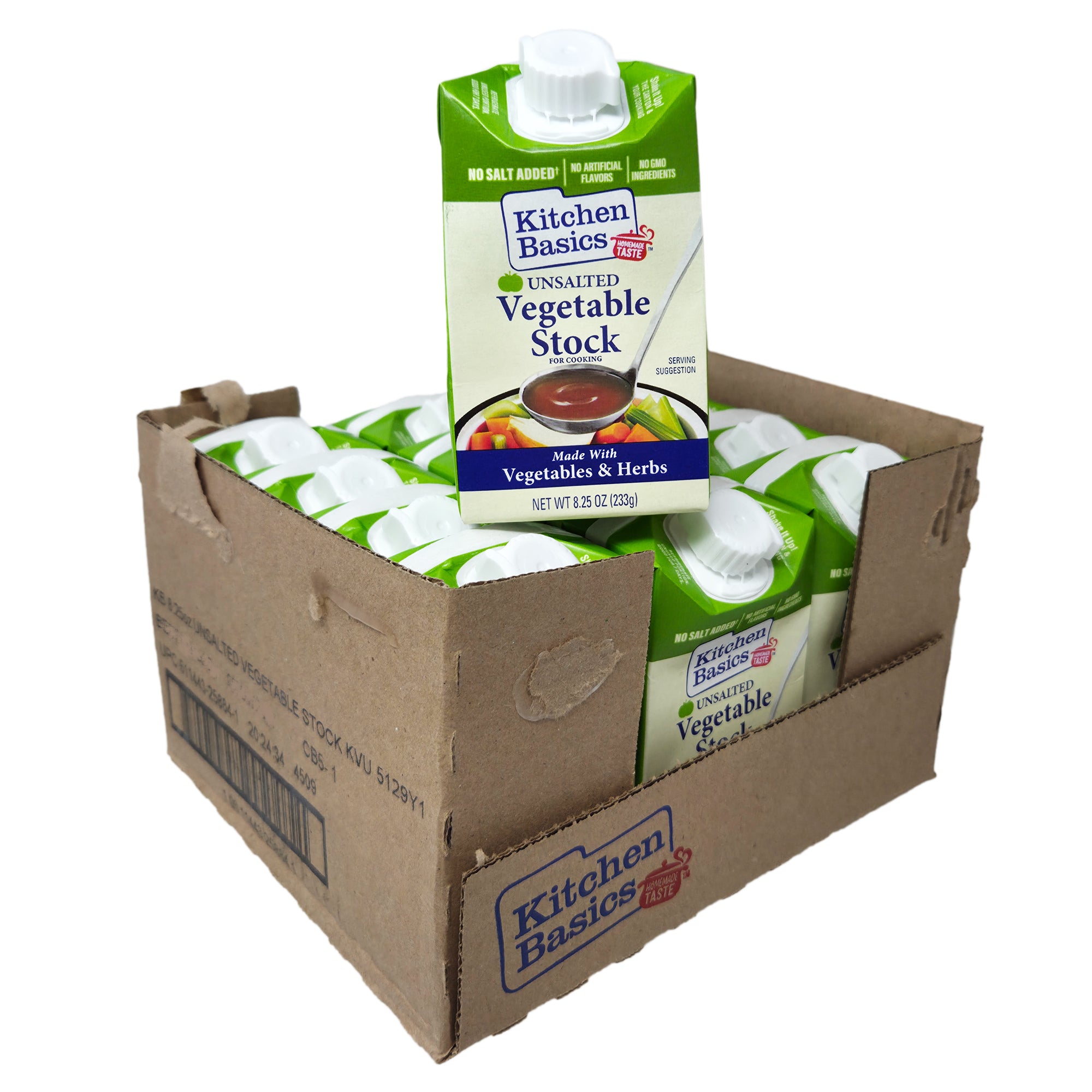 Case of 12 Kitchen Basics Unsalted Vegetable Broth - 8.25oz.