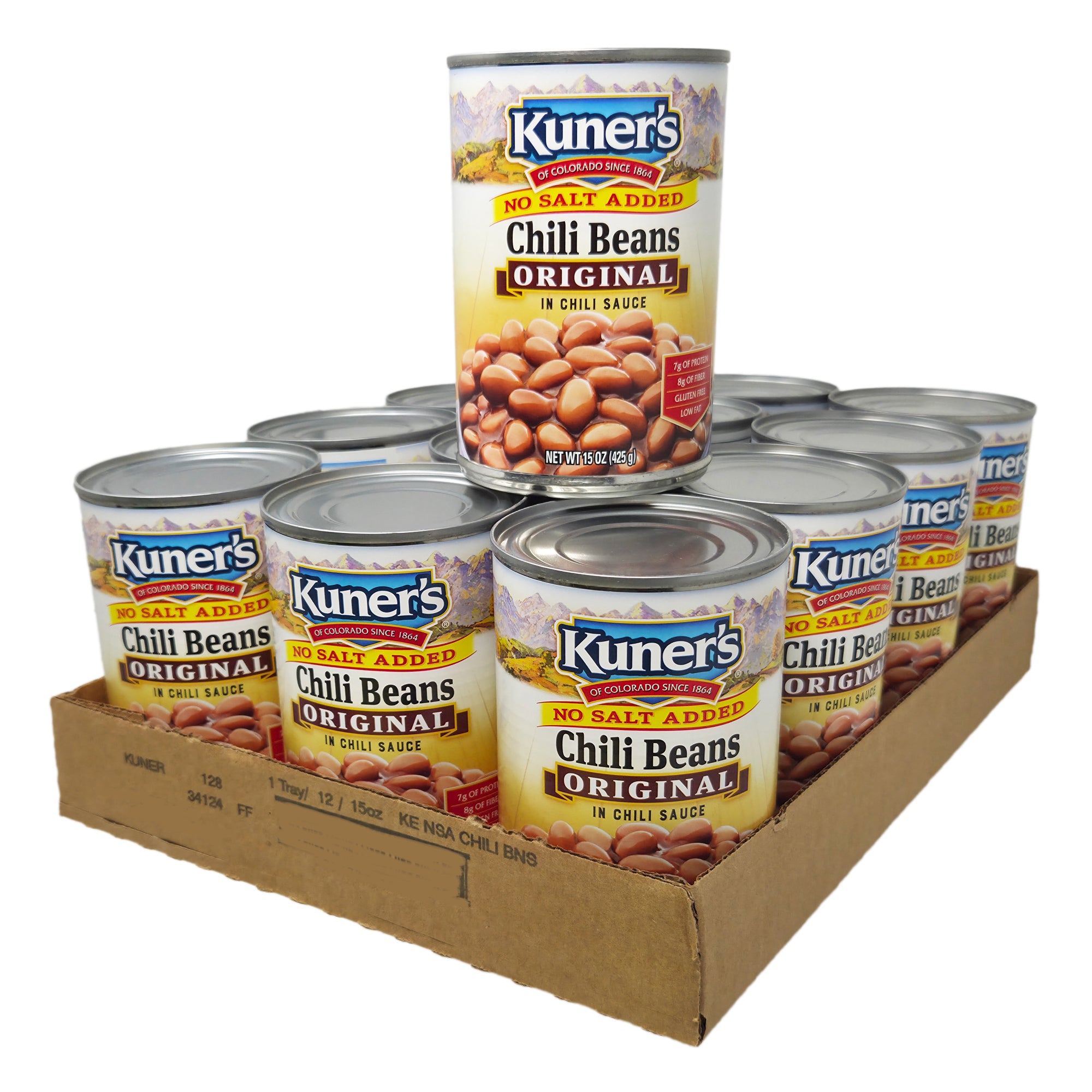 Case of 12 Kuner's Chili Beans in Chili Sauce- No Salt Added-15 oz.