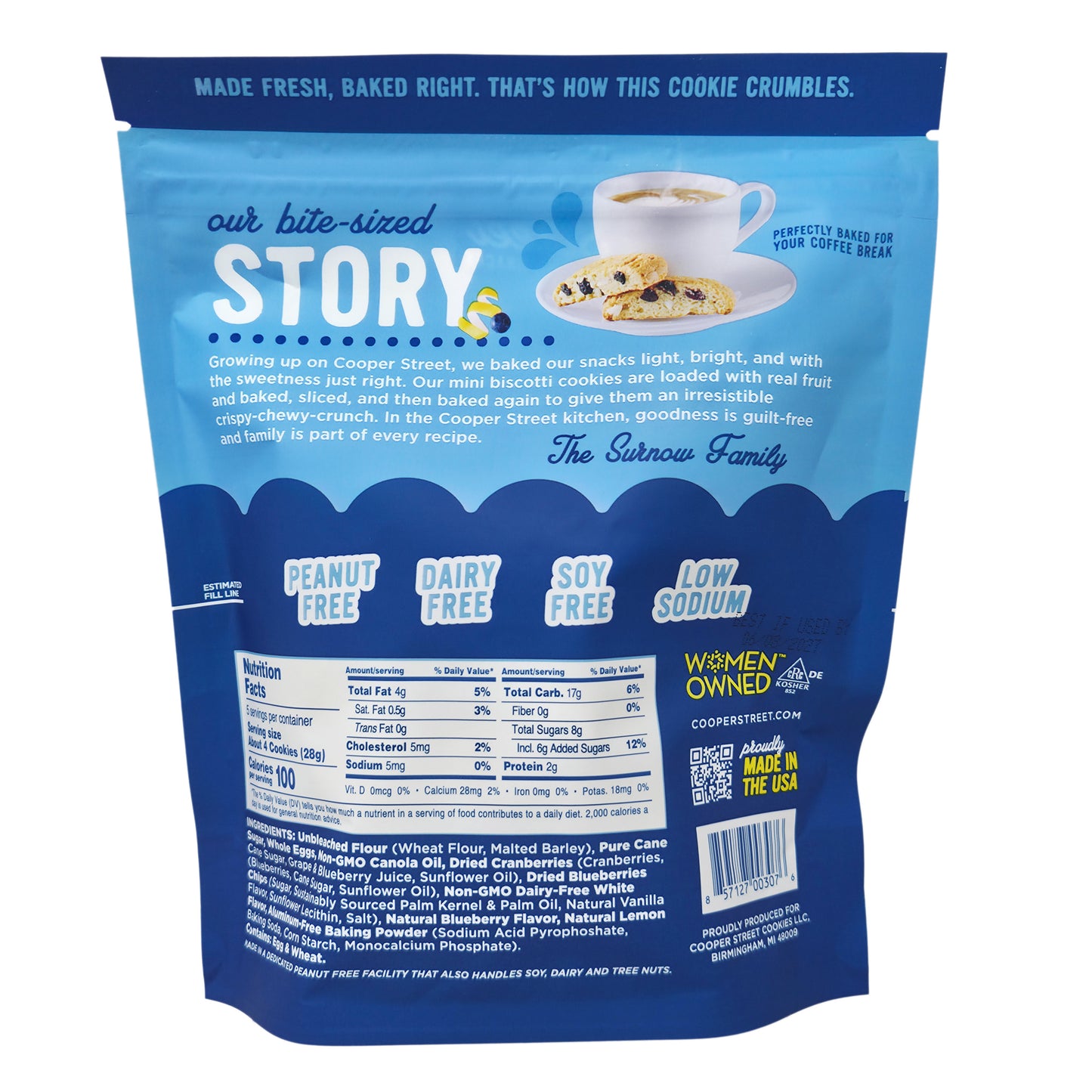 Cooper Street Snacks Twice Baked Blueberry Lemon Cookies - 5oz.