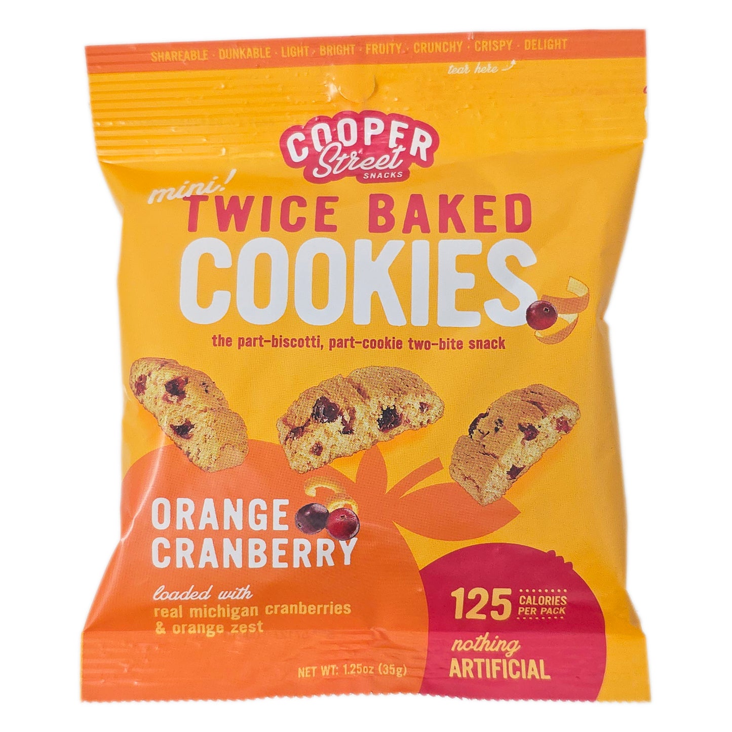 Cooper Street Snacks Twice Baked Orange Cranberry Cookies - 1.25oz.