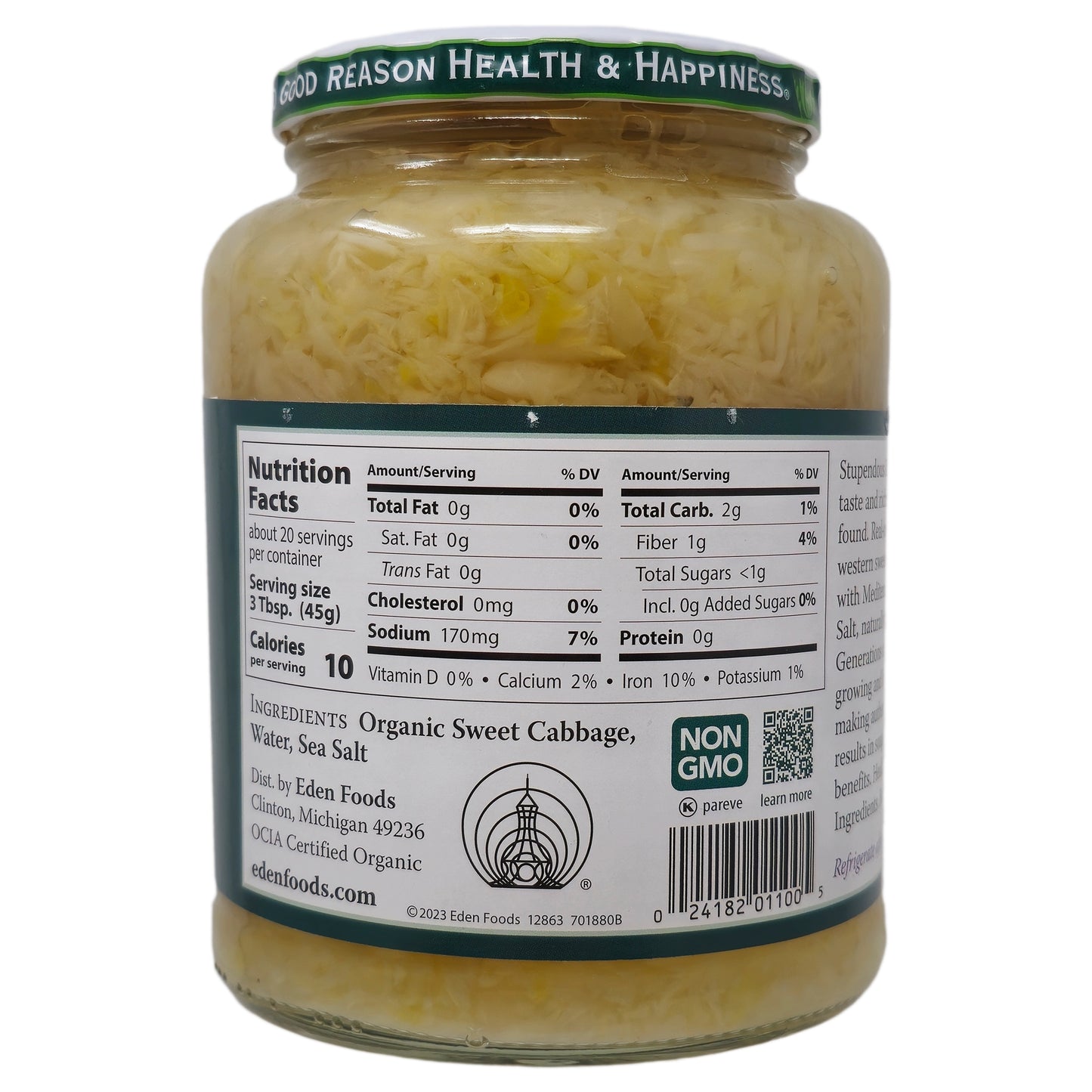 Eden Organic Sea Salt Sauerkraut- 32oz.