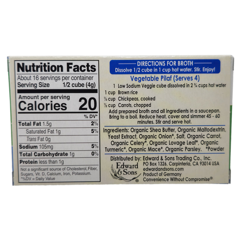 Edward & Sons Low Sodium Garden Veggie Bouillon Cubes - 2.2oz ...