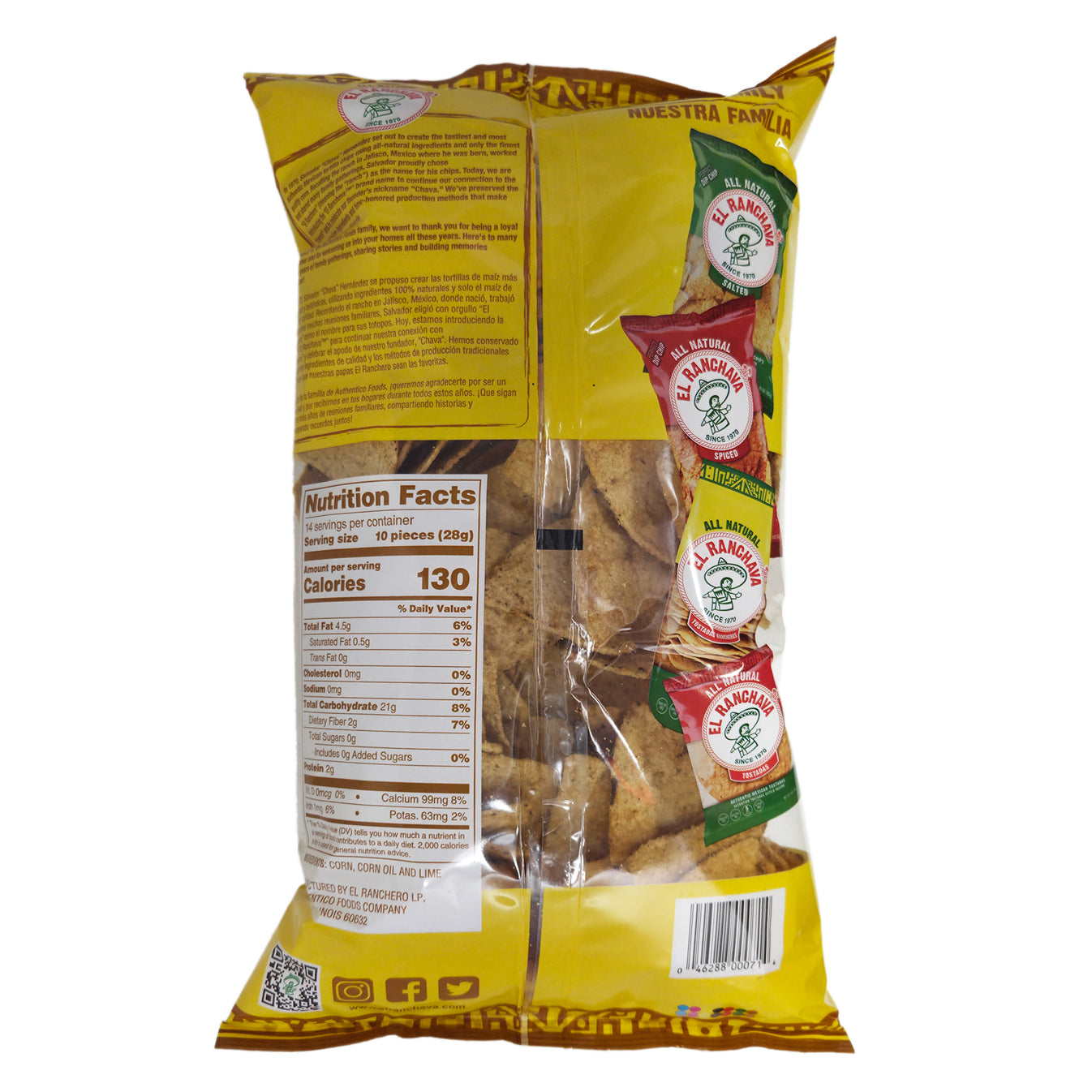 El Ranchava Unsalted Tortilla Chips - 14oz. - Healthy Heart Market