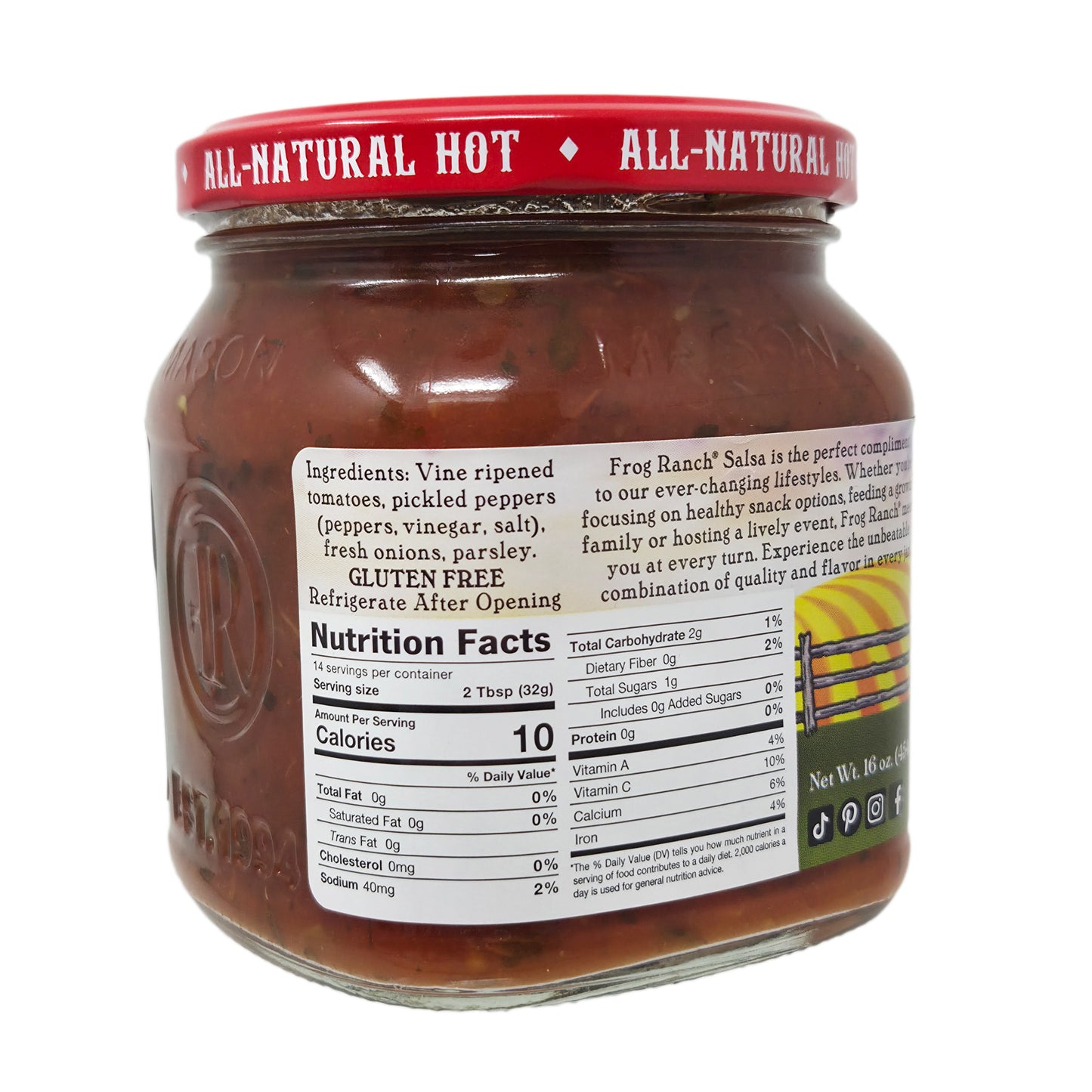 Frog Ranch Hot Salsa-16 oz. - Healthy Heart Market