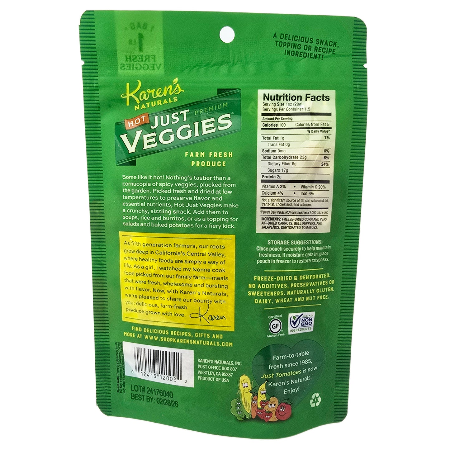 Hot Just Veggies All Natural Resealable Bag - 3oz.